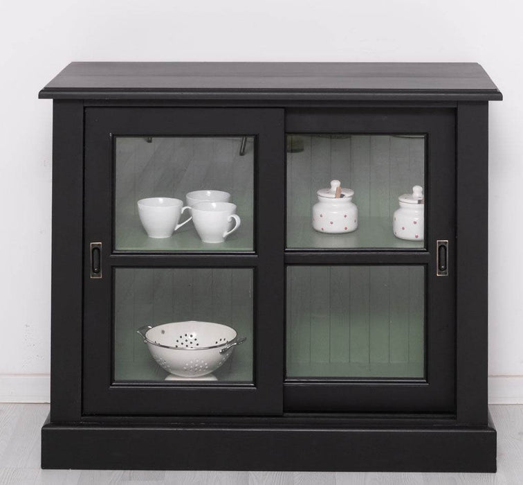Vitrine aus Massivholz | Sideboard mit Schiebetür -