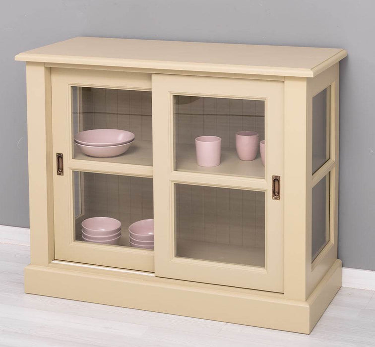 Vitrine aus Massivholz | Sideboard mit Schiebetür -