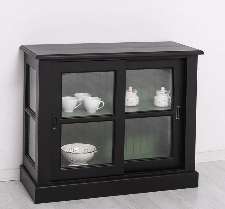 Vitrine aus Massivholz | Sideboard mit Schiebetür -