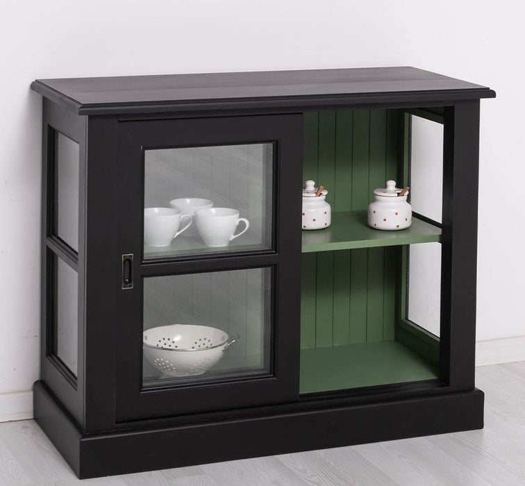 Vitrine aus Massivholz | Sideboard mit Schiebetür -