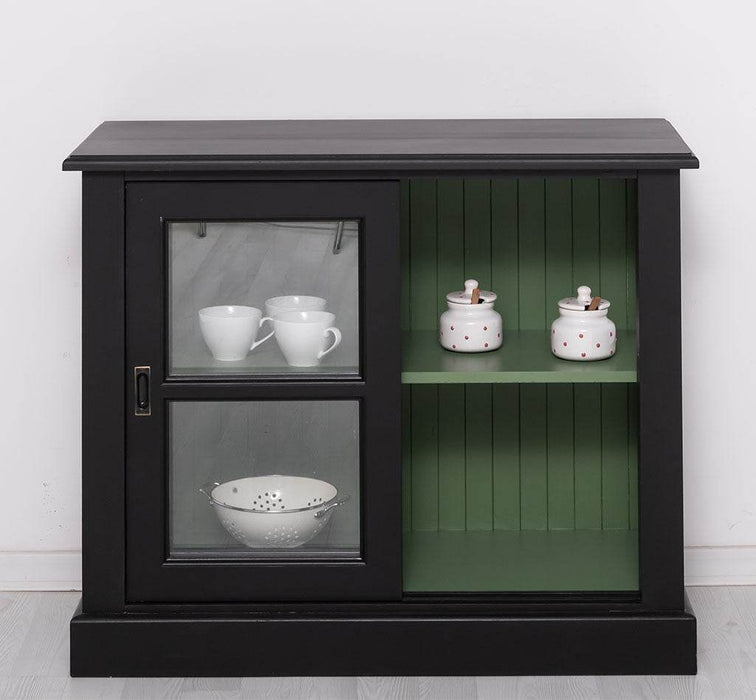 Vitrine aus Massivholz | Sideboard mit Schiebetür -