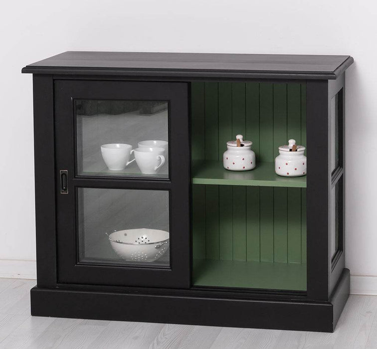 Vitrine aus Massivholz | Sideboard mit Schiebetür -