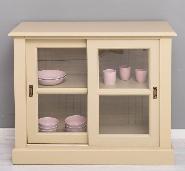 Vitrine aus Massivholz | Sideboard mit Schiebetür -