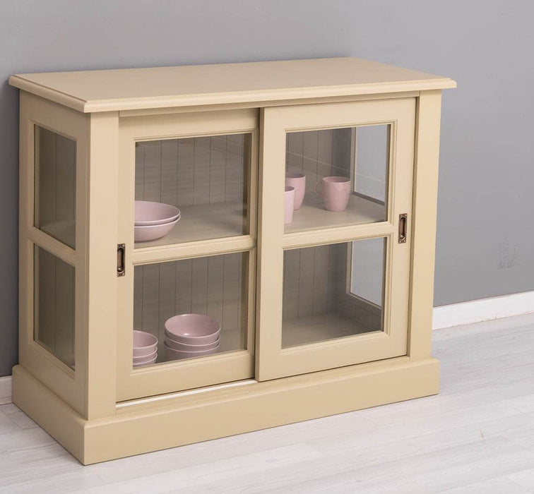 Vitrine aus Massivholz | Sideboard mit Schiebetür -