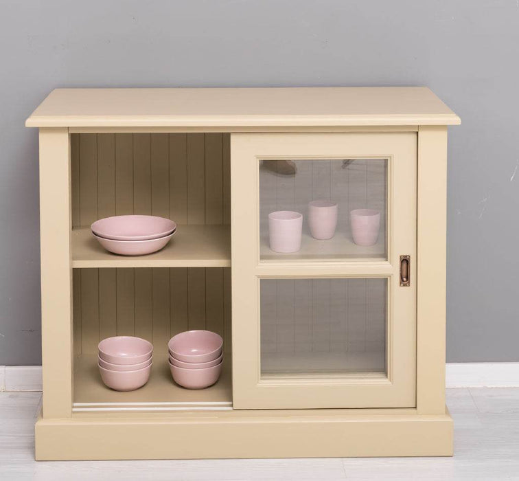 Vitrine aus Massivholz | Sideboard mit Schiebetür -