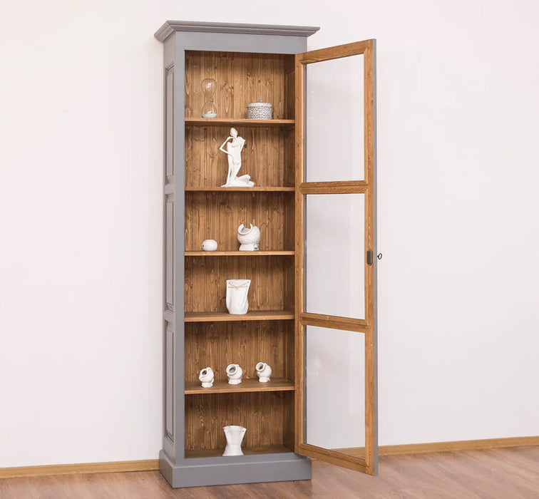 Vitrine aus Massivholz | Ablage mit Glastür