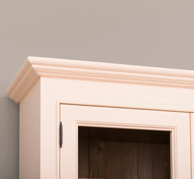 Vitrinenschrank aus Massivholz mit 2 Schubladen & verglasten Schranktüren