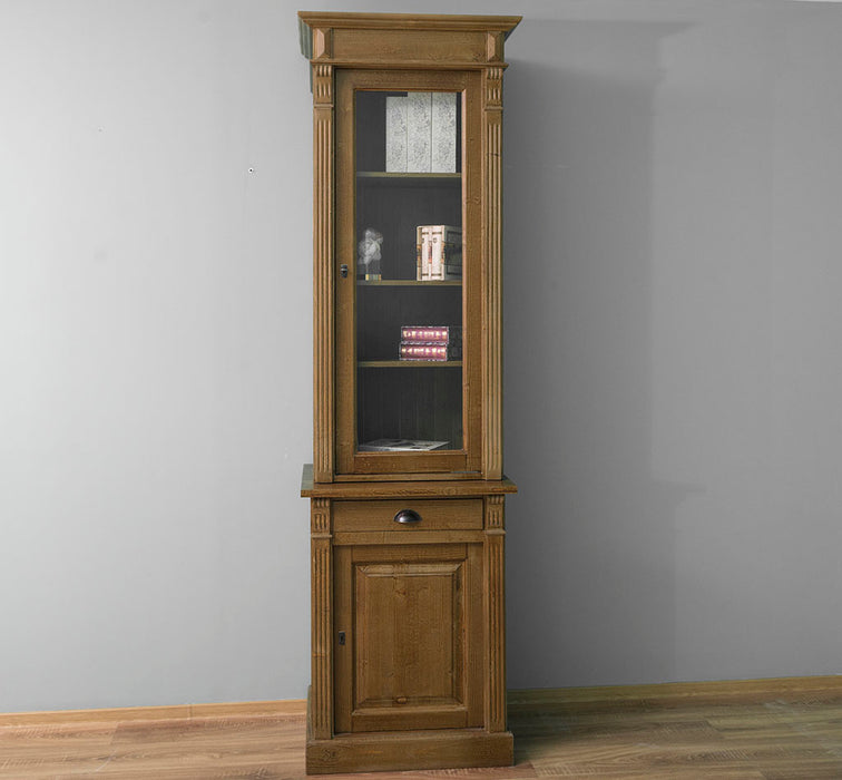 Vitrinenschrank aus Massivholz mit Schublade und Glastür | in verschiedenen Farben