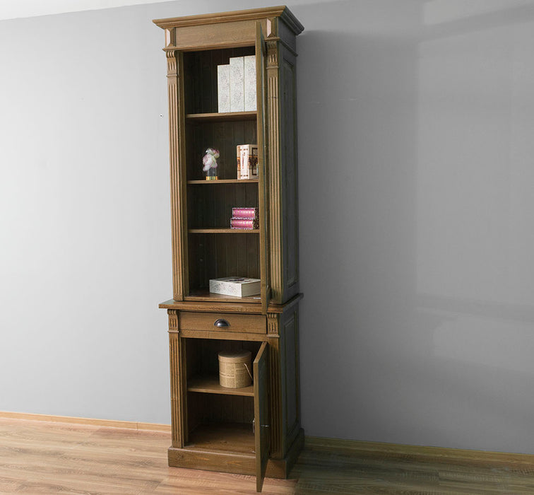 Vitrinenschrank aus Massivholz mit Schublade und Glastür | in verschiedenen Farben