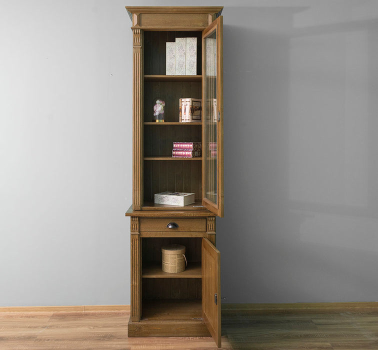 Vitrinenschrank aus Massivholz mit Schublade und Glastür | in verschiedenen Farben