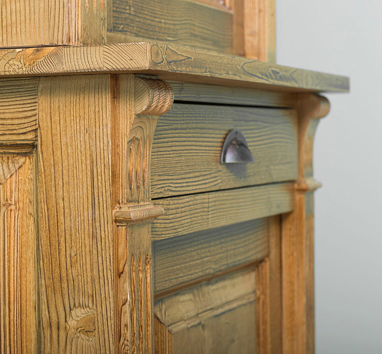 Vitrinenschrank aus Massivholz mit Schublade und Glastür | in verschiedenen Farben