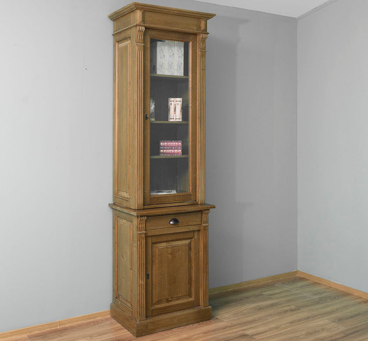 Vitrinenschrank aus Massivholz mit Schublade und Glastür | in verschiedenen Farben
