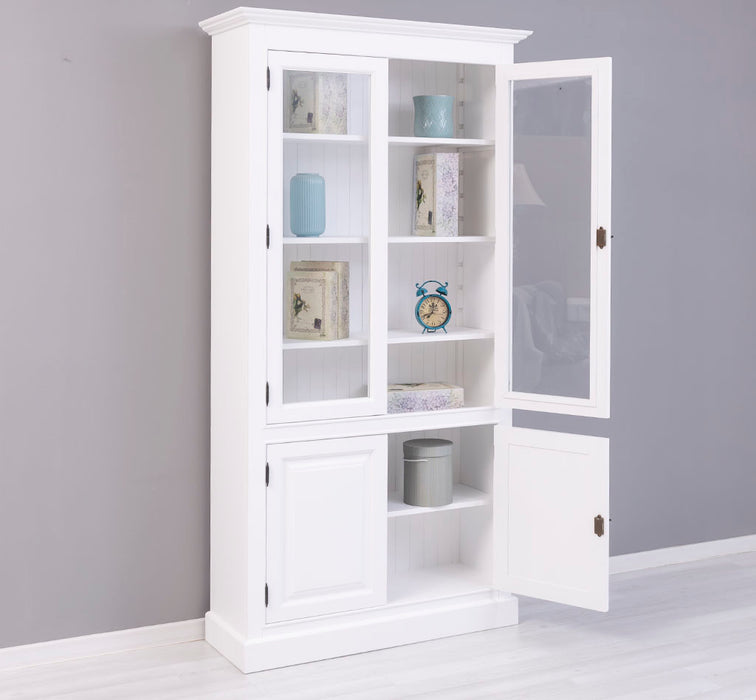 Vitrinenschrank aus Massivholz mit vier Regalböden