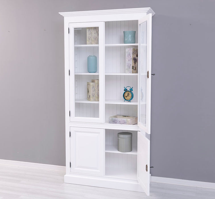 Vitrinenschrank aus Massivholz mit vier Regalböden