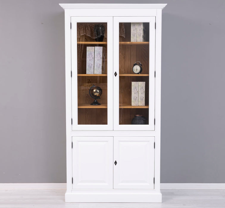 Vitrinenschrank aus Massivholz mit vier Regalböden