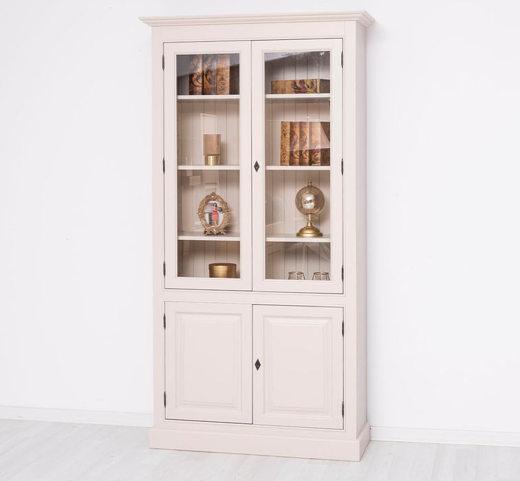 Vitrinenschrank aus Massivholz mit vier Regalböden