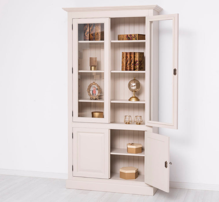 Vitrinenschrank aus Massivholz mit vier Regalböden