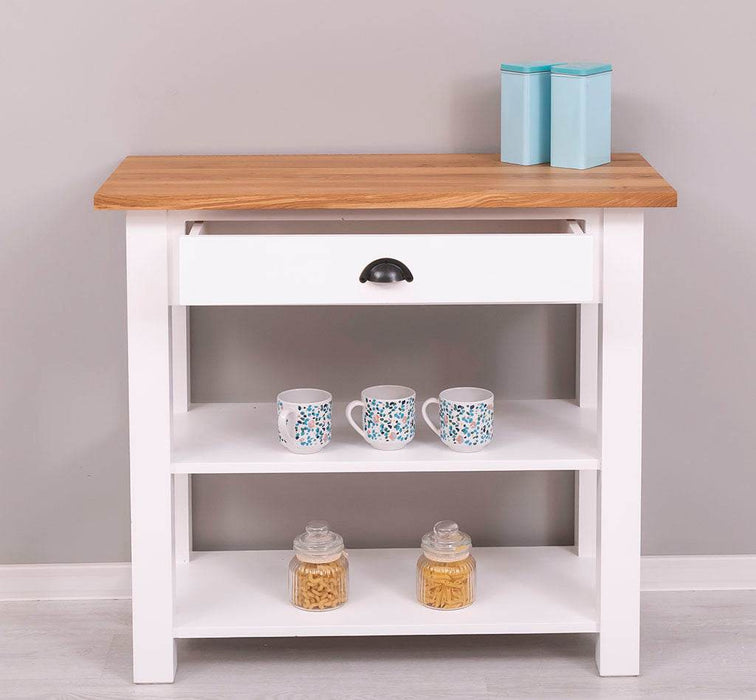 Wandtisch aus Massivholz mit Schublade | Konsolentisch mit Ablagen -