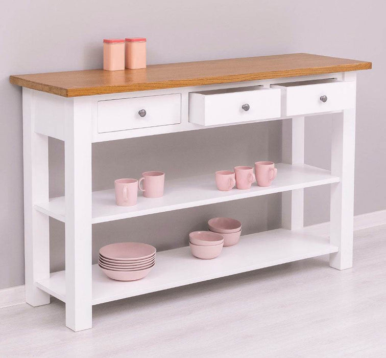 Wandtisch mit drei Schubladen | Konsolentisch mit Pinien oder Eichenplatte -