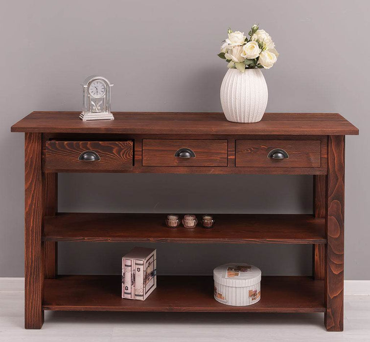 Wandtisch mit drei Schubladen | Konsolentisch mit Pinien oder Eichenplatte -