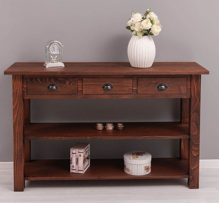 Wandtisch mit drei Schubladen | Konsolentisch mit Pinien oder Eichenplatte -