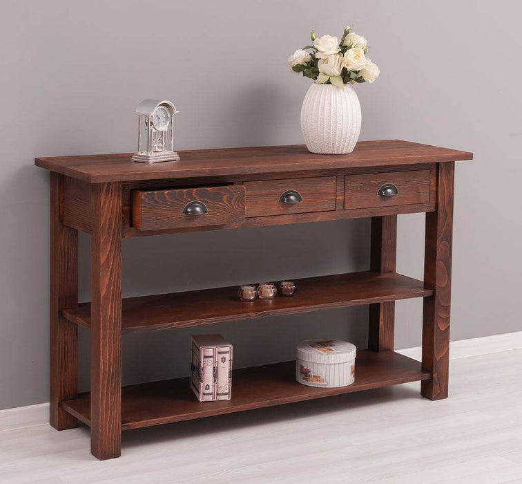 Wandtisch mit drei Schubladen | Konsolentisch mit Pinien oder Eichenplatte -