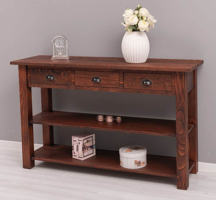 Wandtisch mit drei Schubladen | Konsolentisch mit Pinien oder Eichenplatte -