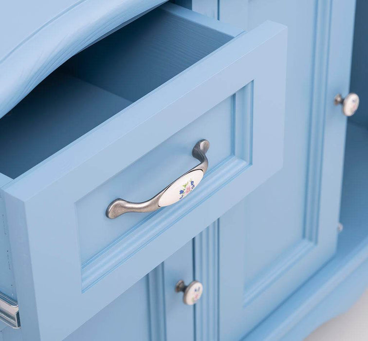 Waschbeckenunterschrank aus Massivholz | Waschtisch mit 4 Türen und 2 Schubladen - Blau