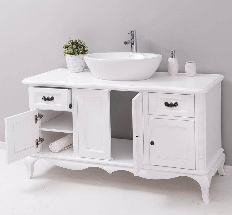 Waschbeckenunterschrank aus Massivholz | Waschtisch mit 4 Türen und 2 Schubladen - Blau