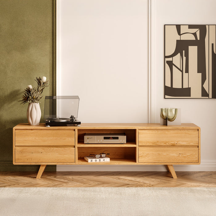 TV-Board aus massiver Eiche in vier Größen | Sideboard Vela mit Schubladen