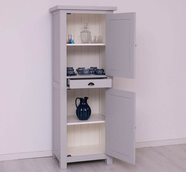 Zweitüriger Hochschrank aus Massivholz mit Schublade - Geschirrschrank -