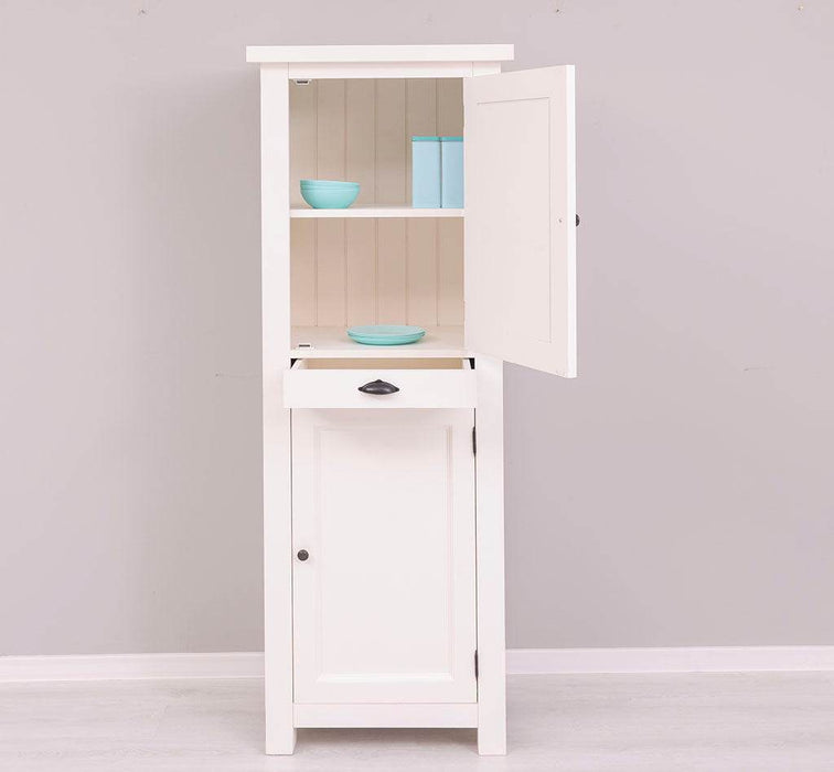 Zweitüriger Hochschrank aus Massivholz mit Schublade - Geschirrschrank -