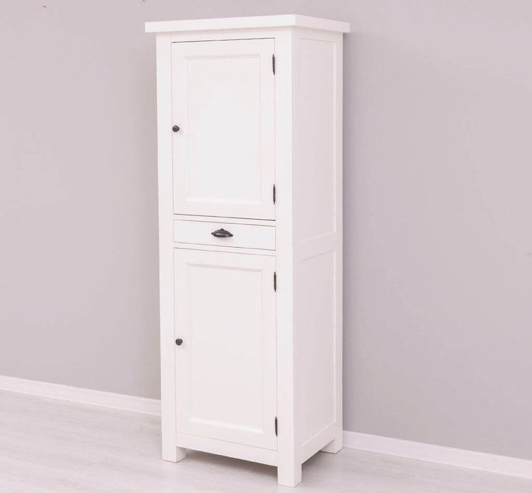 Zweitüriger Hochschrank aus Massivholz mit Schublade - Geschirrschrank -