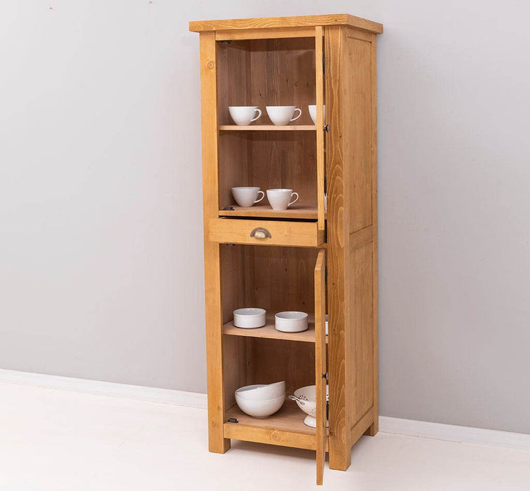 Zweitüriger Hochschrank aus Massivholz mit Schublade - Geschirrschrank -