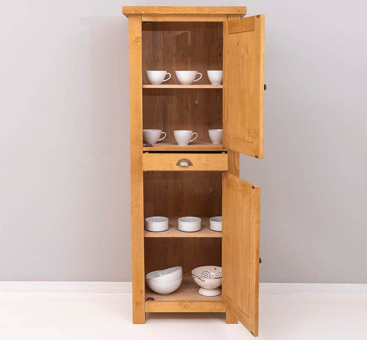 Zweitüriger Hochschrank aus Massivholz mit Schublade - Geschirrschrank -