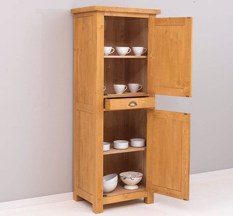 Zweitüriger Hochschrank aus Massivholz mit Schublade - Geschirrschrank -