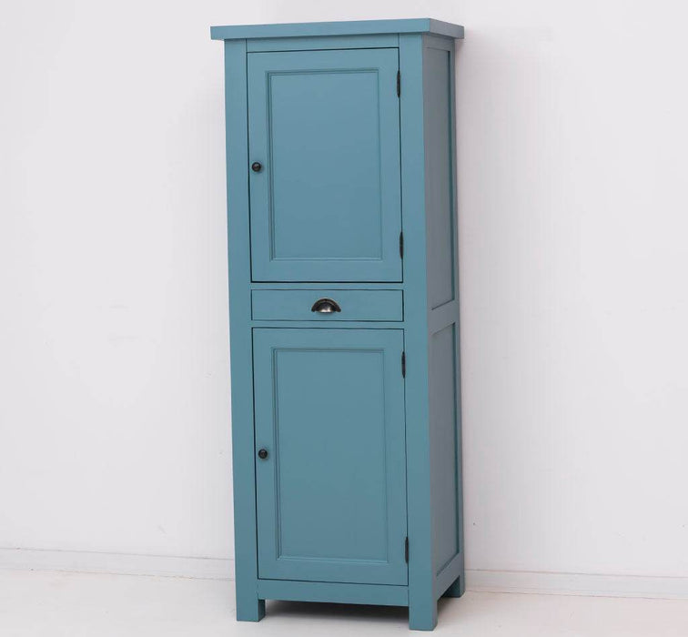 Zweitüriger Hochschrank aus Massivholz mit Schublade - Geschirrschrank -