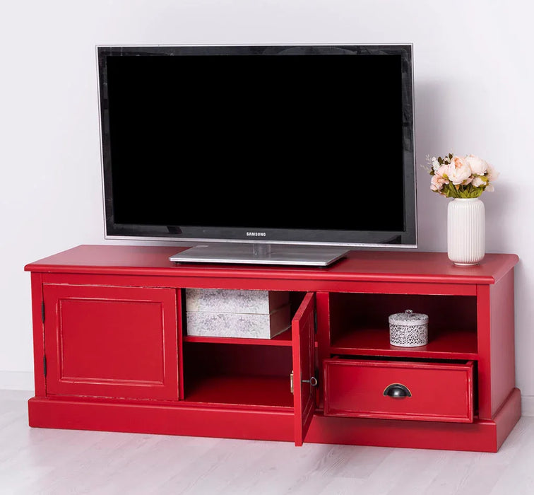 Zweitüriges TV-Board aus Massivholz mit Schublade