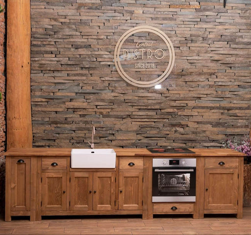 Küchenzeile aus Massivholz Pinie geölt/ gewachst Backofenschrank Vorratsschrank Ausziehschrank Spülbecken | Massivholzküche - 