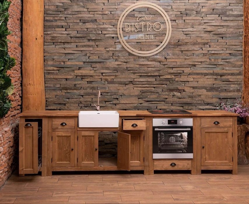 Küchenzeile aus Massivholz Pinie geölt/ gewachst Backofenschrank Vorratsschrank Ausziehschrank Spülbecken | Massivholzküche - 