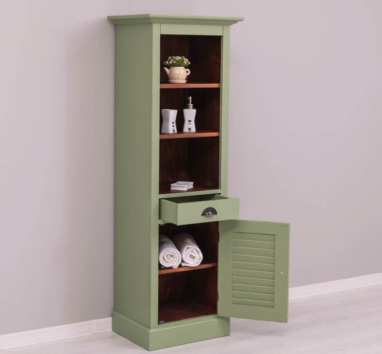 Badezimmerschrank | Handtuchschrank aus Massivholz - Mint - Gebürstet