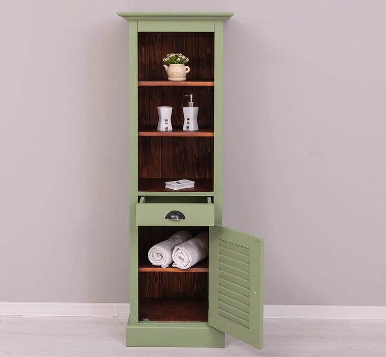 Badezimmerschrank | Handtuchschrank aus Massivholz - Mint - Gebürstet