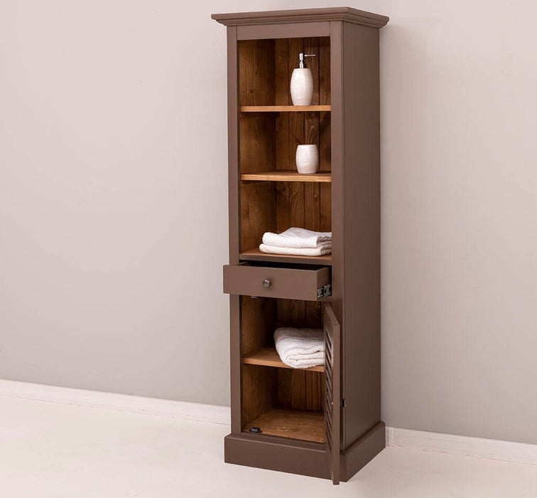 Badezimmerschrank | Handtuchschrank aus Massivholz - Mint - Gebürstet