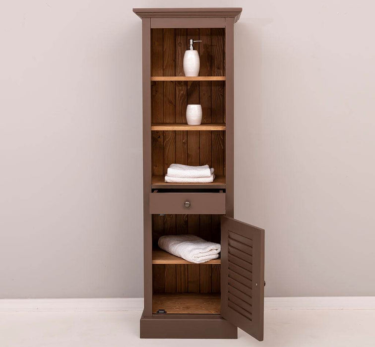 Badezimmerschrank | Handtuchschrank aus Massivholz - Mint - Gebürstet