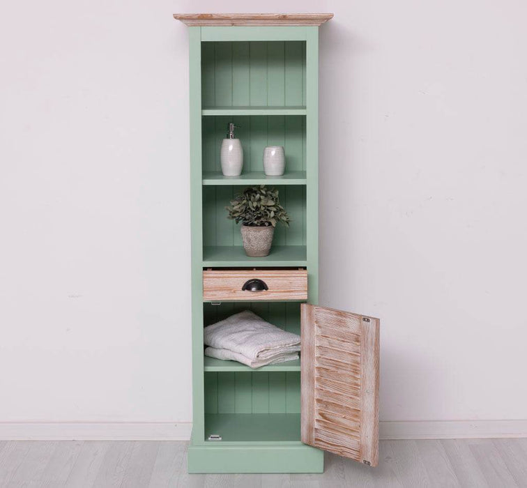 Badezimmerschrank | Handtuchschrank aus Massivholz - Mint - Gebürstet
