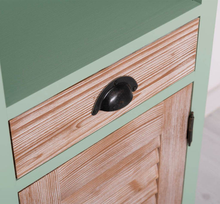 Badezimmerschrank | Handtuchschrank aus Massivholz - Mint - Gebürstet