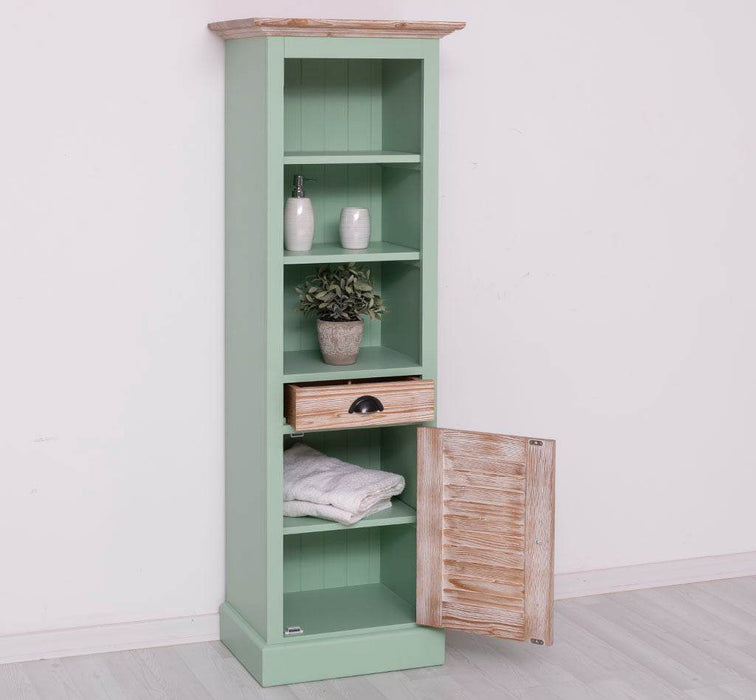 Badezimmerschrank | Handtuchschrank aus Massivholz - Mint - Gebürstet