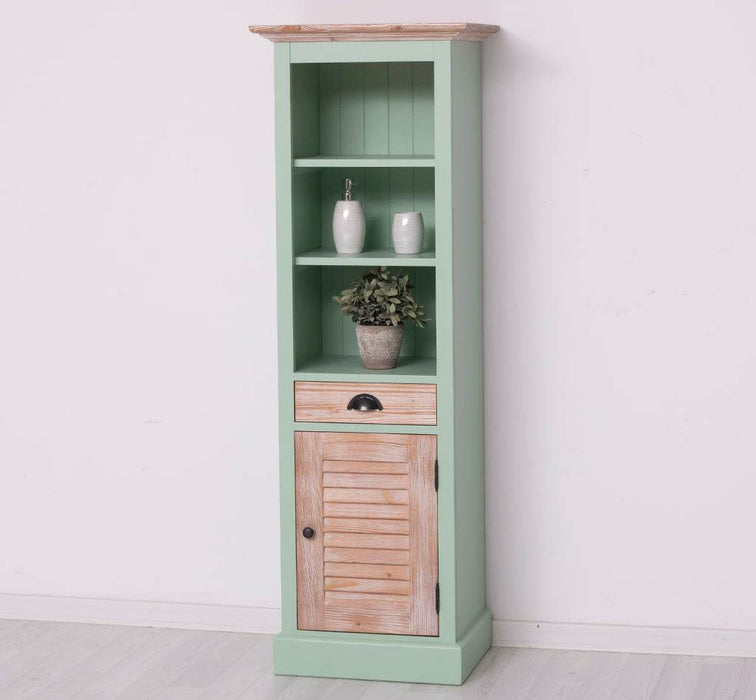 Badezimmerschrank | Handtuchschrank aus Massivholz - Mint - Gebürstet