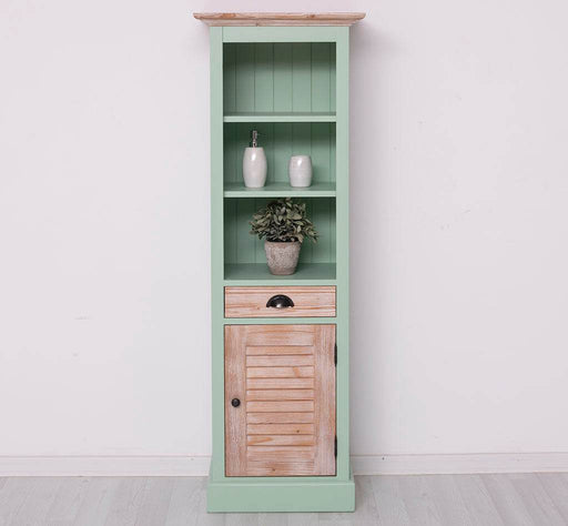 Badezimmerschrank | Handtuchschrank aus Massivholz - Mint - Gebürstet