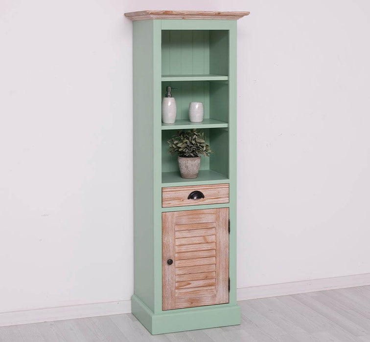Badezimmerschrank | Handtuchschrank aus Massivholz - Mint - Gebürstet